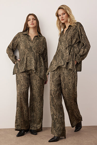 Trendyol Collection Multi-Colored Animal Pattern Woven Top and Bottom Set That Doesn'T Pick on Your Body Twoaw26Au00096