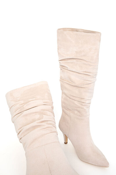 SOHO Μπεζ σουέντ γυναικείες μπότες 21030