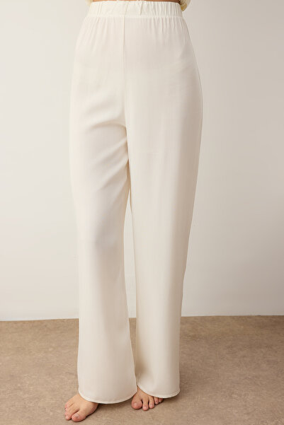 Trendyol Collection Set de pijamale de maternitate țesute din viscoză cu două piepte, cu centură bej, THMAW22PT1109