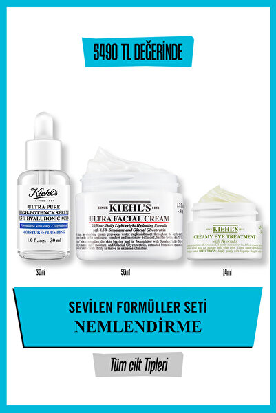 Kiehl's Avokado Göz Kremi, Ultra Facial Nemlendirici ve Hyalüronik Asit Serum...