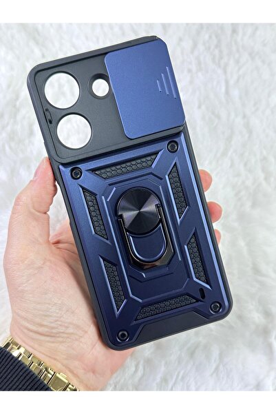 Vip Case Redmi 13C- Kamera Korumalı Kızaklı Sürgülü Yüzüklü Standlı Tank  Kılıf