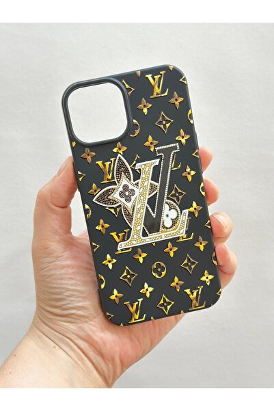 Vip Case iPhone 14 Pro Uyumlu LV Desenli İçi Kadife Kamera Çıkıntılı LSR KILIF 277