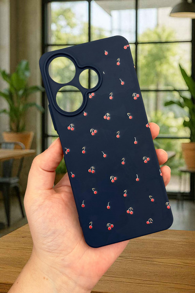 Vip Case Xiaomi Redmi 13 4G MİNİ KİRAZ DESENLİ Silikon Darbe Emici Klasik Kor...