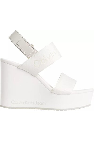 Calvin Klein Wedge Sandal Webbing in Mtl
