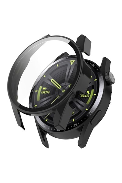 Stef's Cat Case for Huawei Watch GT 3 46mm + Screen Protector, M93, Polycarbonate, Black