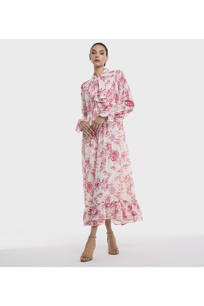 BCBG PINK MULTICOLOR-WOMEN-WOVEN DRESS