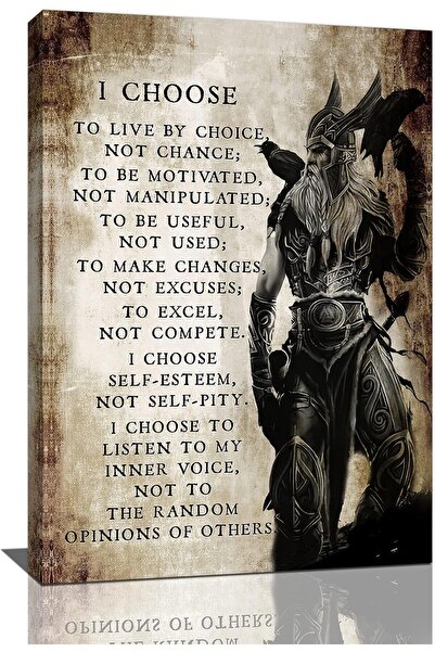 Emoda home Trove لوحة جدارية من قماش الفايكنج والساموراي من ألايرا - "أختار أن أعيش باختياري" 40×60 سم