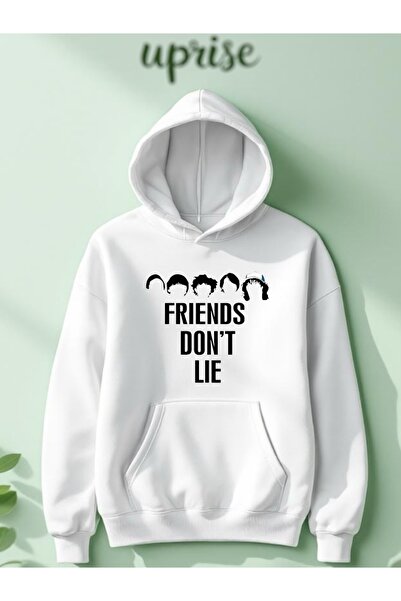 Vordevia Hanorac Stranger Things Friends Dont Lie cu imprimeu din bumbac cu 3 fire O supradimensionat