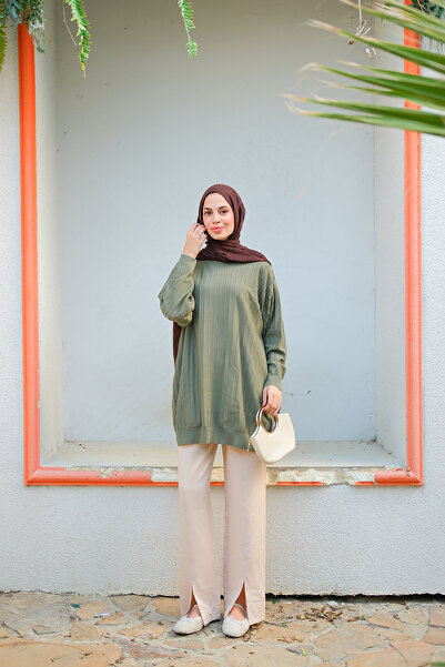 LOCCO Women's Crew Neck Tunic Green