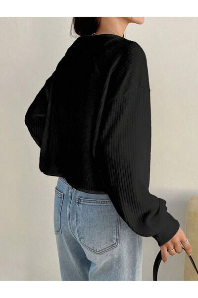 Touz Moda Y2K Long Sleeve Cardigan with Rope Tie Detail