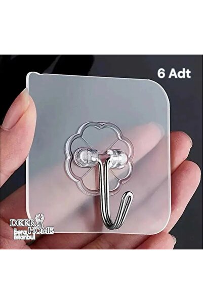 Pera İstanbul 6 Adet Süper Güçlü Şeffaf Mutfak Banyo Kancası Çerçeve Askısı K...