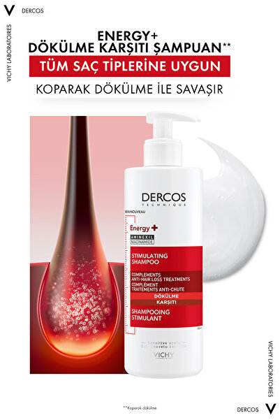Vichy Dercos Energy+ Niasinamid İçeren Koparak Dökülme Karşıtı Şampuan 400 ml