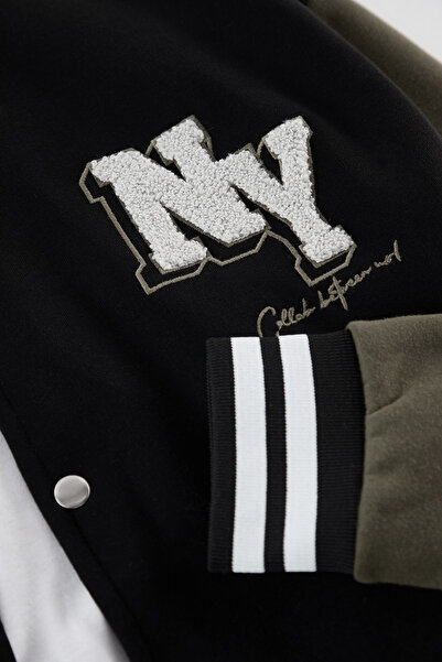 Trendyol Collection Κέντημα Λεπτομερές μαύρο κολλεγιακό μπουφάν - κανονικό κόψιμο Tmnaw25ce00005