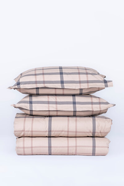 TRENDYOLMİLLA HOME Plaid Patterned Beige Duvet Cover Set Tphaw26Ckn00007