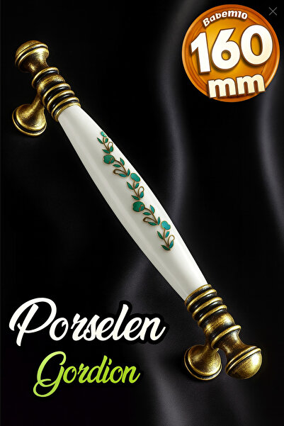 Badem10 Gordion (PREMİUM) Porselen Eskitme Antik Beyaz 160 Mm Mobilya Mutfak Dolabı Dolap Kulpu Kulbu