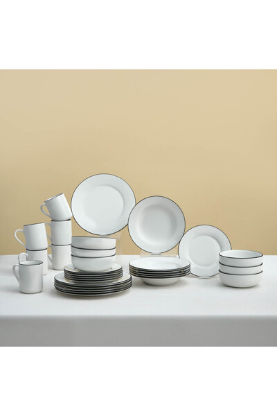Karaca Emma 30 részes porcelán étkészlet 6 személyes, fehér
