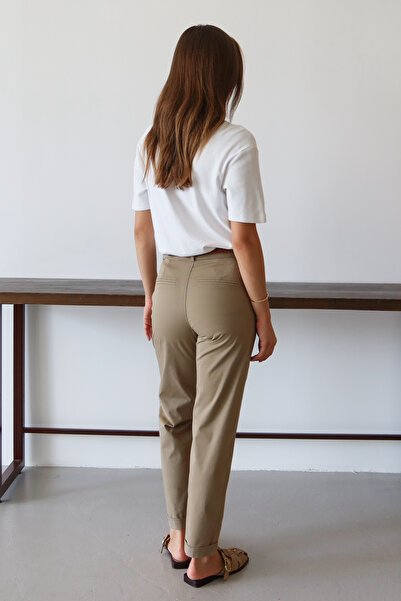 Trendyol Collection Khaki Belted Chino Trousers Twoaw26Pl00109