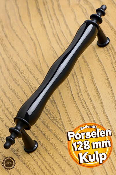Badem10 Gül Porselen (PREMİUM) Siyah 128 Mm Mobilya Mutfak Çekmece Dolabı Dol...