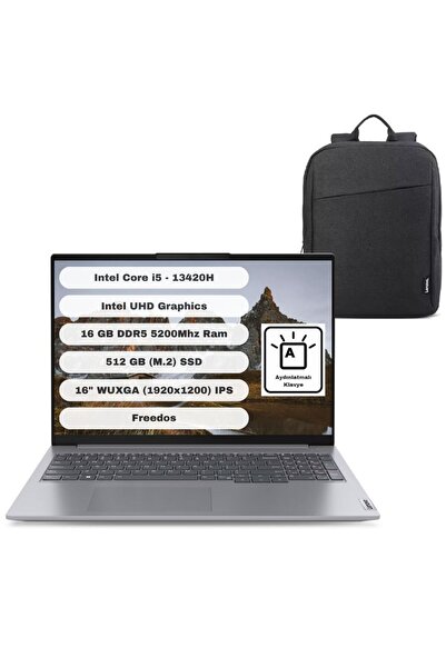LENOVO Thinkbook GTICNT Core I5 13420H 16GB 512GB SSD Freedos 16" WUXGA 21KH00SXTR + Çanta Hediyeli