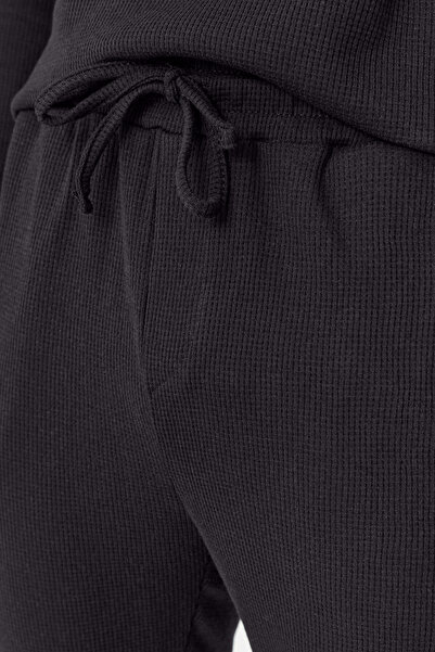 Trendyol Collection Anthracite Regular Cut Raglan Sleeve Textured Knitted Pajama Set Tmnaw23Pt00015