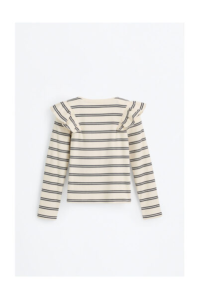 LEFTIES Gyerekek bordázott pólója fodrokkal