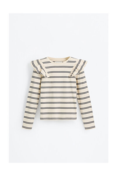 LEFTIES Παιδικό μπλουζάκι με ριμπέλα και βολάν