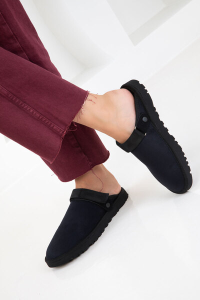 SOHO Black Suede Women's Slippers 20882