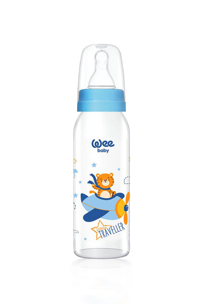 Wee Baby Classic Glass Baby Bottle 250 ml Blue