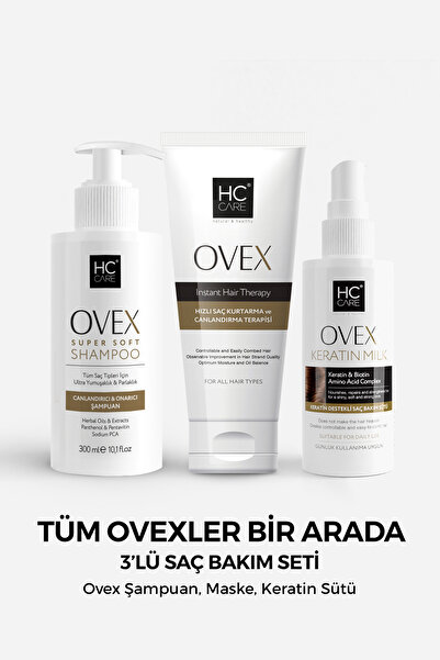 HC Care HC Ovex Şampuan, Maske, Keratin Sütü 3'lü Saç Bakım Seti