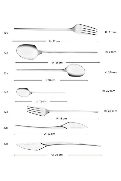 Emsan Fair 84 Parça 12 Kişilik Kutulu Çatal Kaşık Bıçak Takımı