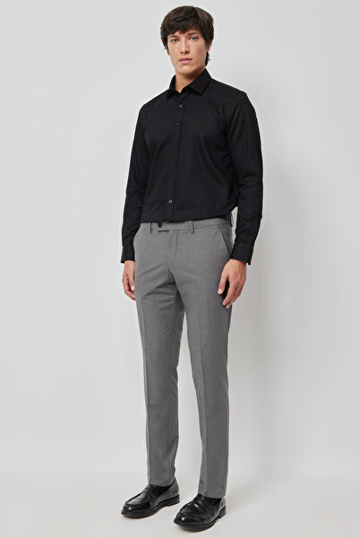 AC&Co / Altınyıldız Classics Erkek Gri Slim Fit Dar Kesim Esnek Klasik Pantolon