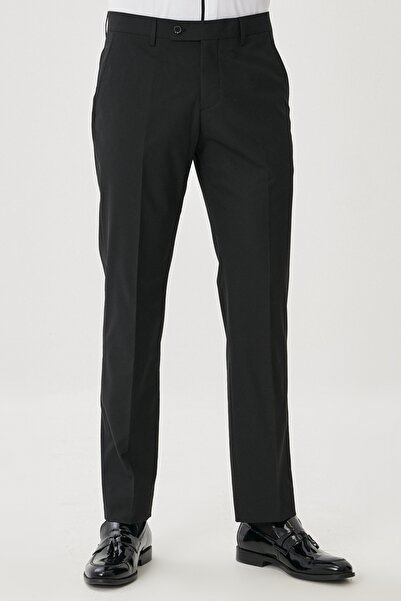 AC&Co / Altınyıldız Classics Men's Black Regular Fit Regular Cut Stretchy Classic Pants with Side Pockets