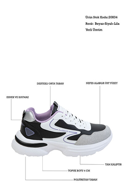 SOHO White-Black-Lilac Women's Sneaker 20834