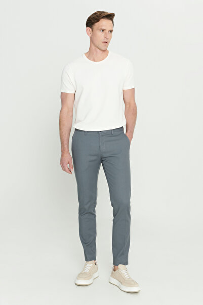 ALTINYILDIZ CLASSICS Erkek Gri-mavi Slim Fit Dar Kesim Armürlü Esnek Casual Pantolon