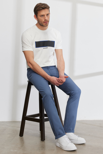 ALTINYILDIZ CLASSICS Erkek Petrol Slim Fit Dar Kesim 5 Cep Armürlü Esnek Pantolon