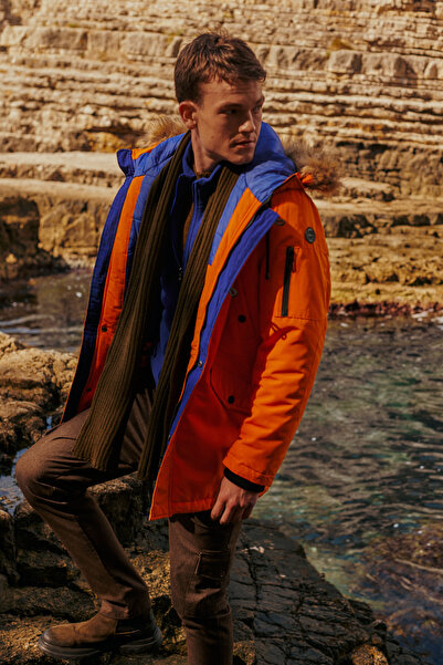 ALTINYILDIZ CLASSICS Erkek Kahverengi Slim Fit Dar Kesim Diyagonal Desenli Kargo Cepli Esnek Pantolon