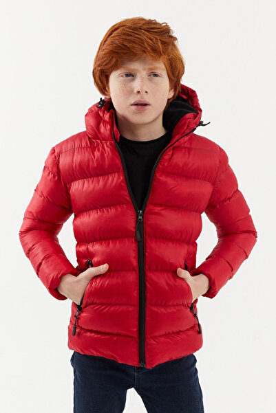 river green Palton roșu cu glugă din fibră rezistentă la apă și vânt pentru b...