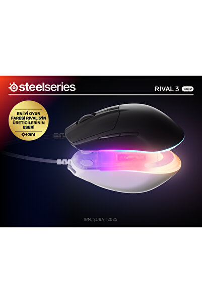 SteelSeries Rival 3 Gen 2 Optik 6 Tuş 8500DPI Siyah Kablolu Gaming (Oyuncu) Mouse