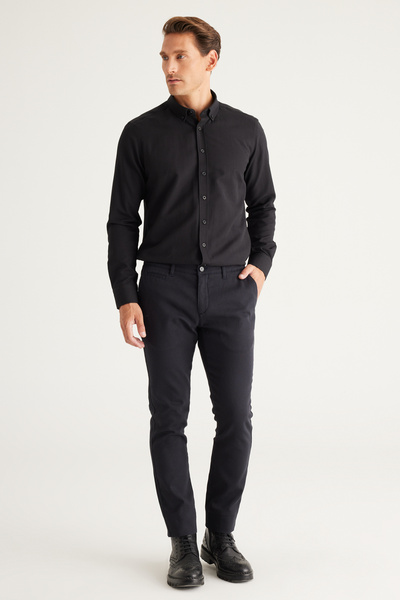 ALTINYILDIZ CLASSICS Чоловічі антрацитові еластичні брюки Slim Fit з бавовни - з боковими кишенями