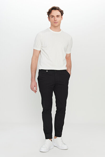 ALTINYILDIZ CLASSICS Men's Black Cotton Slim Fit SlimFit