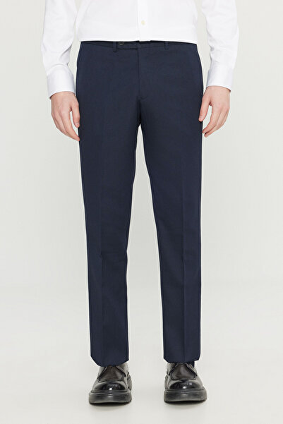 AC&Co / Altınyıldız Classics Men's Slim Fit Navy Blue Flexible Classic Trousers