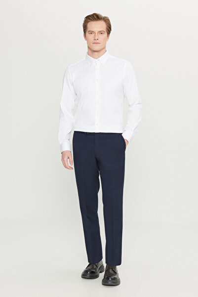 AC&Co / Altınyıldız Classics Men's Slim Fit Navy Blue Flexible Classic Trousers