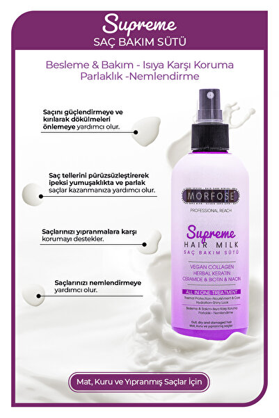 Morfose Supreme Saç Bakım Sütü 300 ml - Isıya Karşı Koruma, Nemlendirme ve Parlaklık