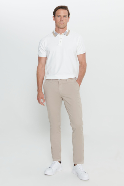 ALTINYILDIZ CLASSICS Men's Stone Slim Fit Slim-Fit Cotton Stretch Chino Trousers