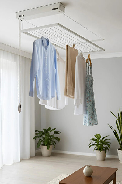 Genel Markalar Yer Tasarruflu Tavana Monte Çamaşır Kurutmalığı – Manuel Yükseklik Ayarlı 70x144 cm