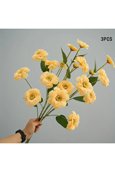 Yapay Çiçek Deposu Yapay Çiçek 6lı Taçlı Kır Çiçeği 75 cm Sarı