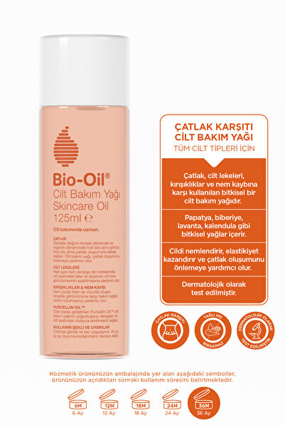 Bio-Oil Çatlak Karşıtı Nemlendirici Cilt Bakım Yağı 125 ml Leke Karşıtı Hamilelik Çatlakları İçin Vitamin E