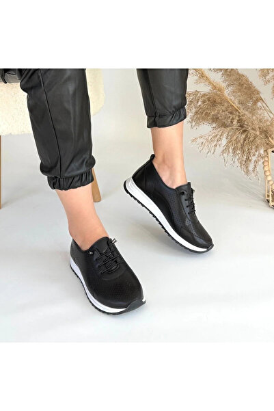 TUGERDİ Tugerdi Siyah Ortopedik Topuk Dikenine Karşı Özel Üretim Termo Taban Kadın Spor Ayakkabı TGY239.