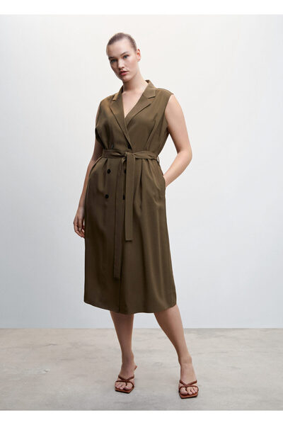 MANGO Χακί Γυναικείο Φόρεμα - Μοντέλο47095652