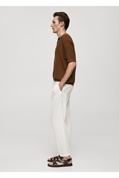 MANGO Pantaloni albi pentru bărbați 77050643